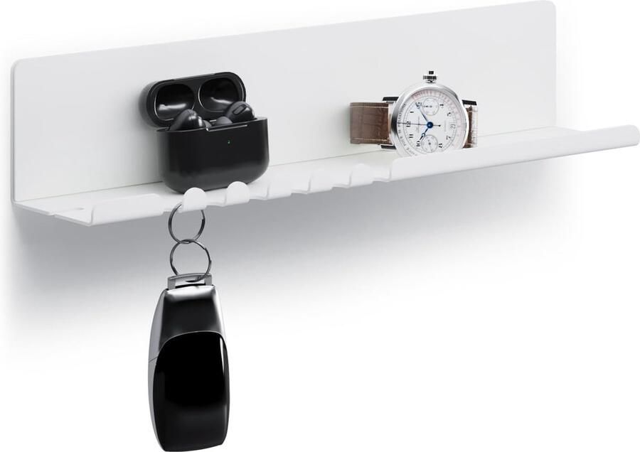 Goodivery Stijlvolle Wandplank met Haken en Kabelhouder voor Multifunctioneel Gebruik