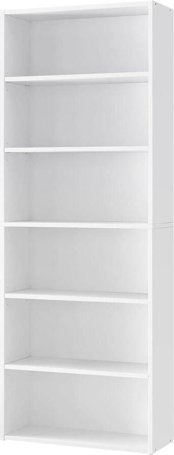 Goodivery Stijlvolle Witte Boekenkast met Verstelbare Planken voor Woonkamer of Kantoor