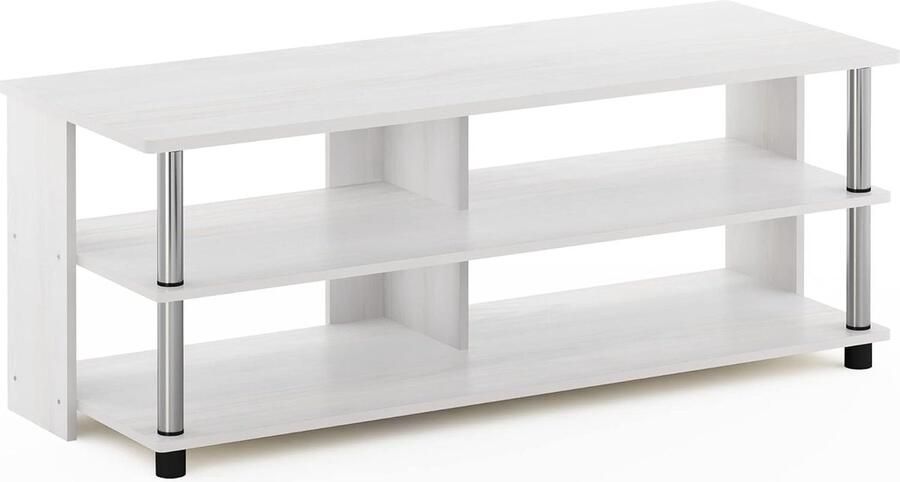 Goodivery Stijlvolle Witte TV-Meubel met 3 Niveaus voor TV's tot 48 inch 104.4 x 40.1 x 39.4 cm