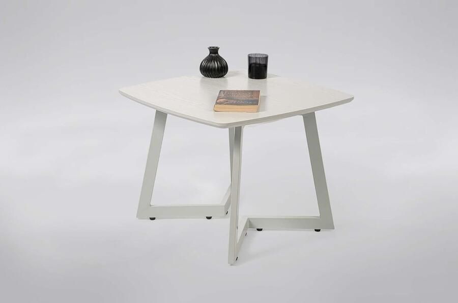 Goodivery Stijlvolle Witte Vierkante Koffietafel van Metaal voor Moderne Interieurs