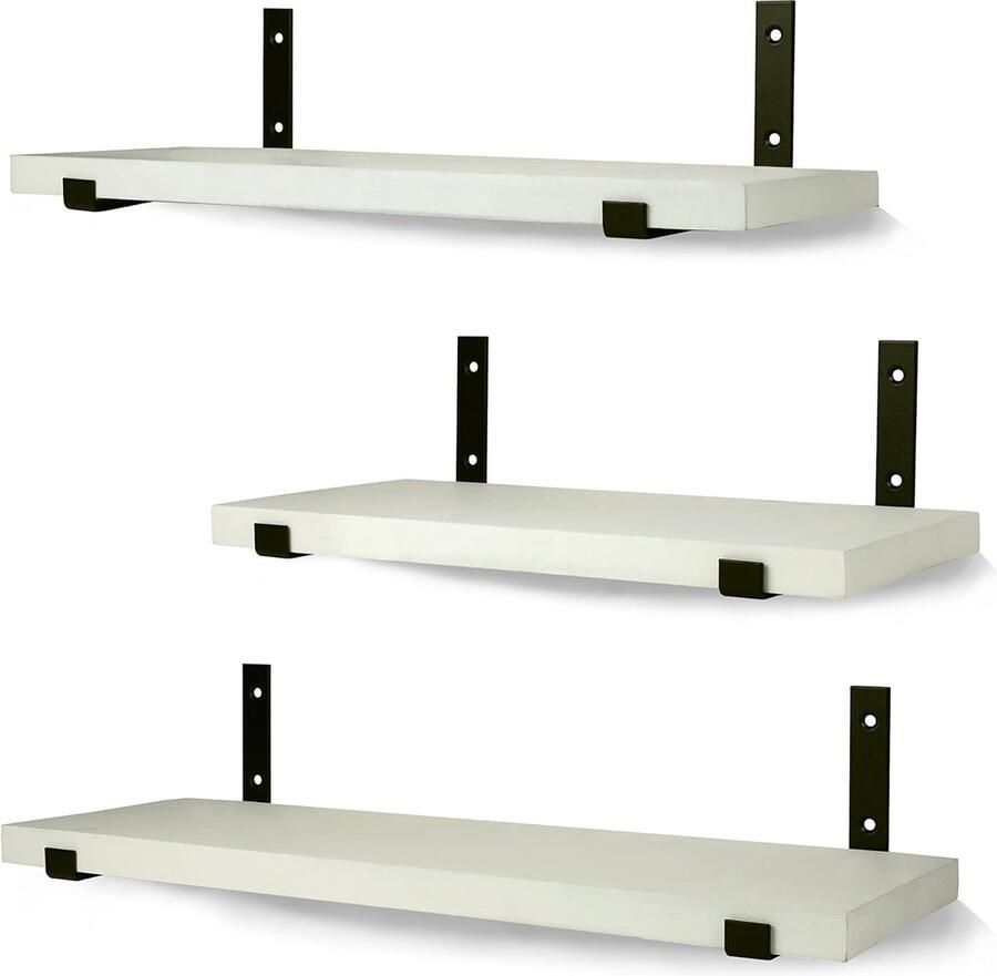 Goodivery Stijlvolle Witte Zwevende Wandplanken Set van 3 voor Verschillende Kamers en Doeleinden