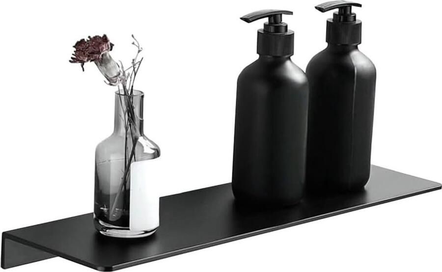 Goodivery Stijlvolle Zelfklevende Doucheplank voor Badkamer en Keuken 30 cm Aluminium Zwart