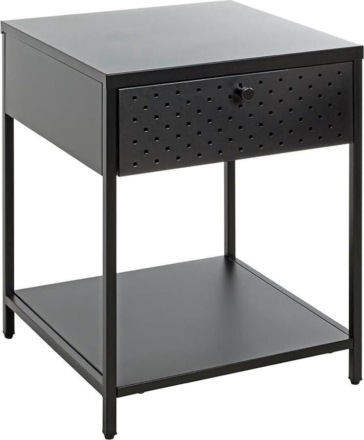 Goodivery Stijlvolle Zwart Metalen Console Tafel met Lade en Plank voor Moderne Interieurs B 40 cm x H 53 cm x D 40 cm