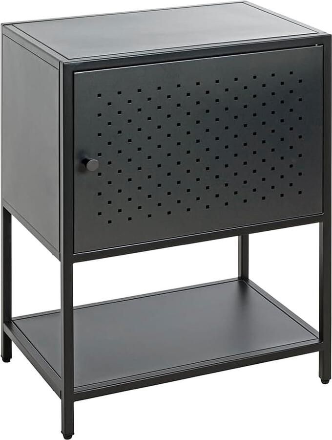 Goodivery Stijlvolle Zwarte Metalen Console Tafel met Opslagruimte voor Interieurs D 30 x B 45 x H 60 cm