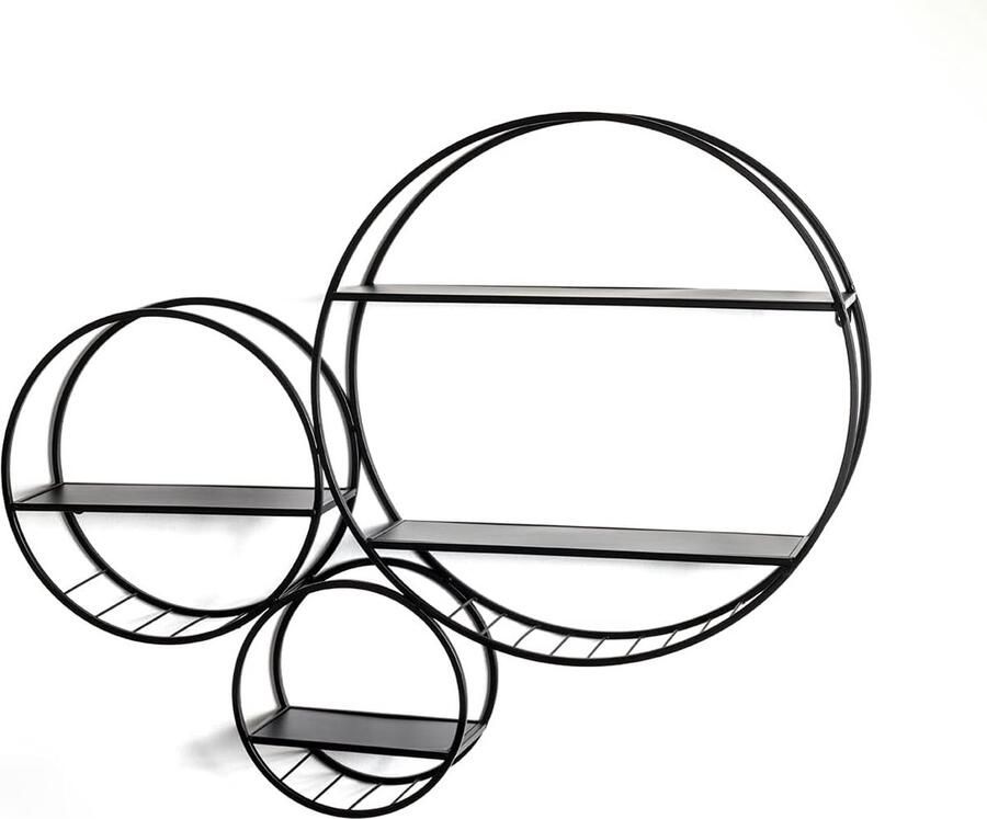 Goodivery Stijlvolle Zwarte Wandplank van Metaal met Verschillende Maten en Capaciteit