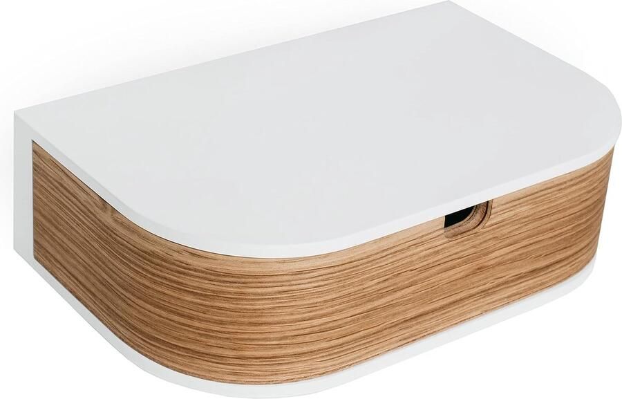 Goodivery Stijlvolle Zwevende Wandplank met Lade Houten Design voor Slaapkamer Hal en Woonkamer