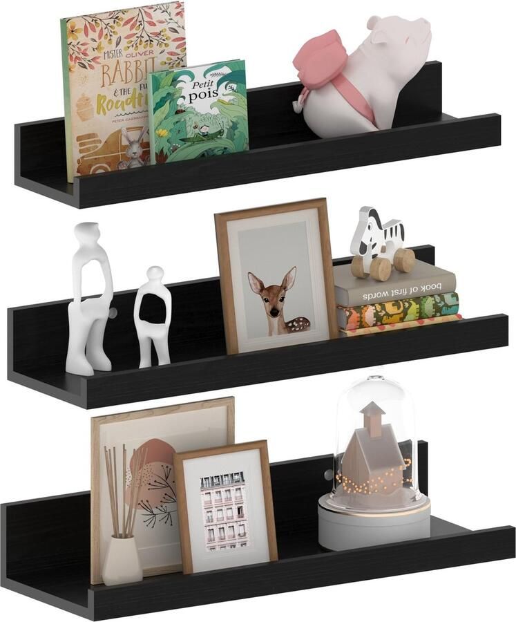 Goodivery Stijlvolle Zwevende Wandplanken Set van 3 voor Ruimtes in Huis