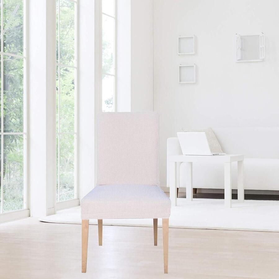 Goodivery Stoelhoezen 4 stuks elastische stoelhoezen stretchhoezen jacquard hoezen voor bruiloft feesten banket decoratie bi-elastische spanhoes (crèmekleur 4 stuks)