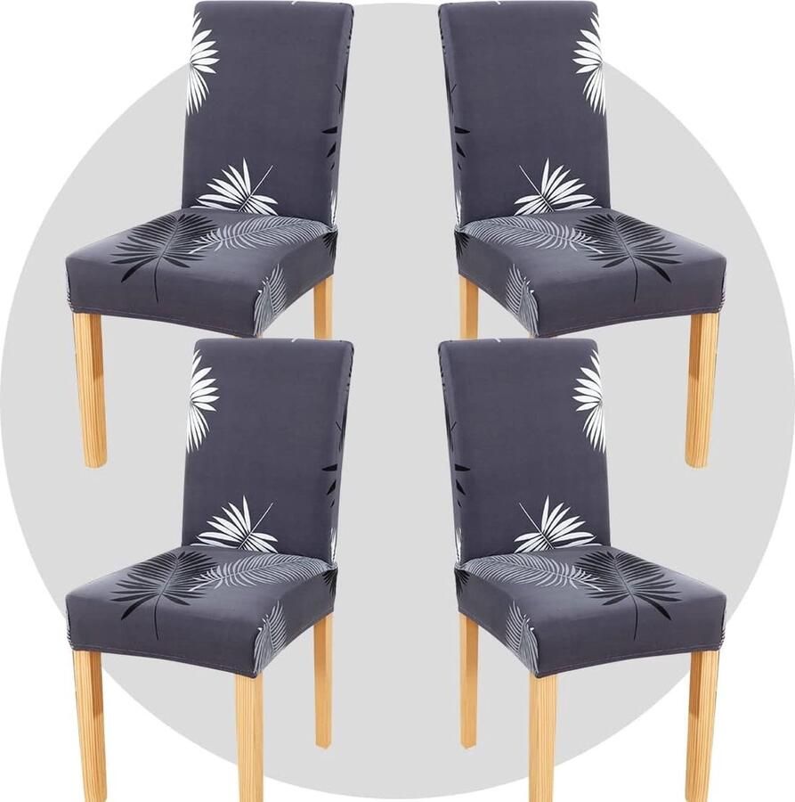 Goodivery Stoelhoezen stretch set van 4 hoezen voor stoelprint elastisch afneembaar wasbaar universele stoelhoes voor kantoor eetkamer keuken hotel banket bruiloft feestdecoratie