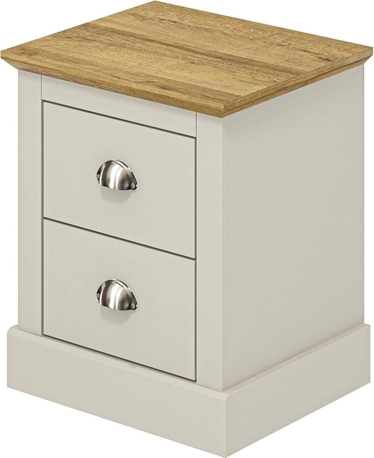 Goodivery Strakke Moderne Nachtkast met Lade en Handgreep Stijlvolle Structuur Lichtgrijs 39.5 D x 45.9 W x 55.2 H cm