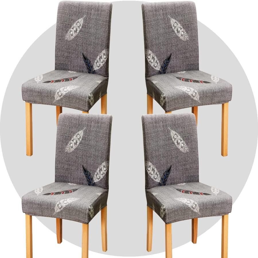 Goodivery Stretch stoelhoezen set van 4 hoezen voor stoel bedrukte stoelhoes elastisch afneembaar wasbaar universele stoelhoes voor kantoor eetkamer keuken hotel banket bruiloft feest