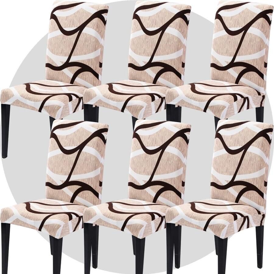 Goodivery Stretchbare en Wasbare Stoelhoezen Set van 6 voor Eetkamer en Evenementen