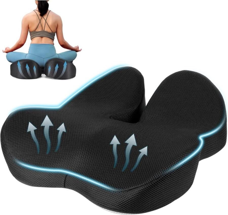Goodivery Stuitkussen Bureaustoel Orthopedisch Stuitkussen Ergonomisch Kussen voor Bureaustoel Orthopedisch voor het Verlichten van Stuitbeen Druk Ischias voor Auto Kantoor en Stoel