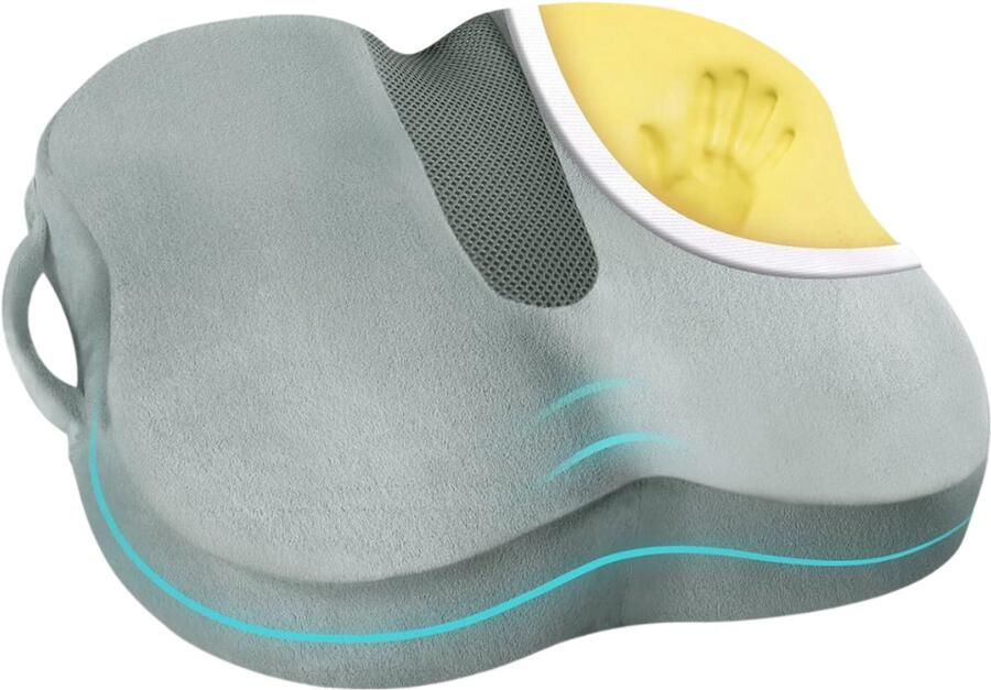 Goodivery Stuitkussen Ergonomisch Zitkussen Premium Memory Foam Zitkussen met Antislipbodem voor Langdurig Comfort Heupsteunkussen voor Bureaustoel Autostoel Gamingstoel