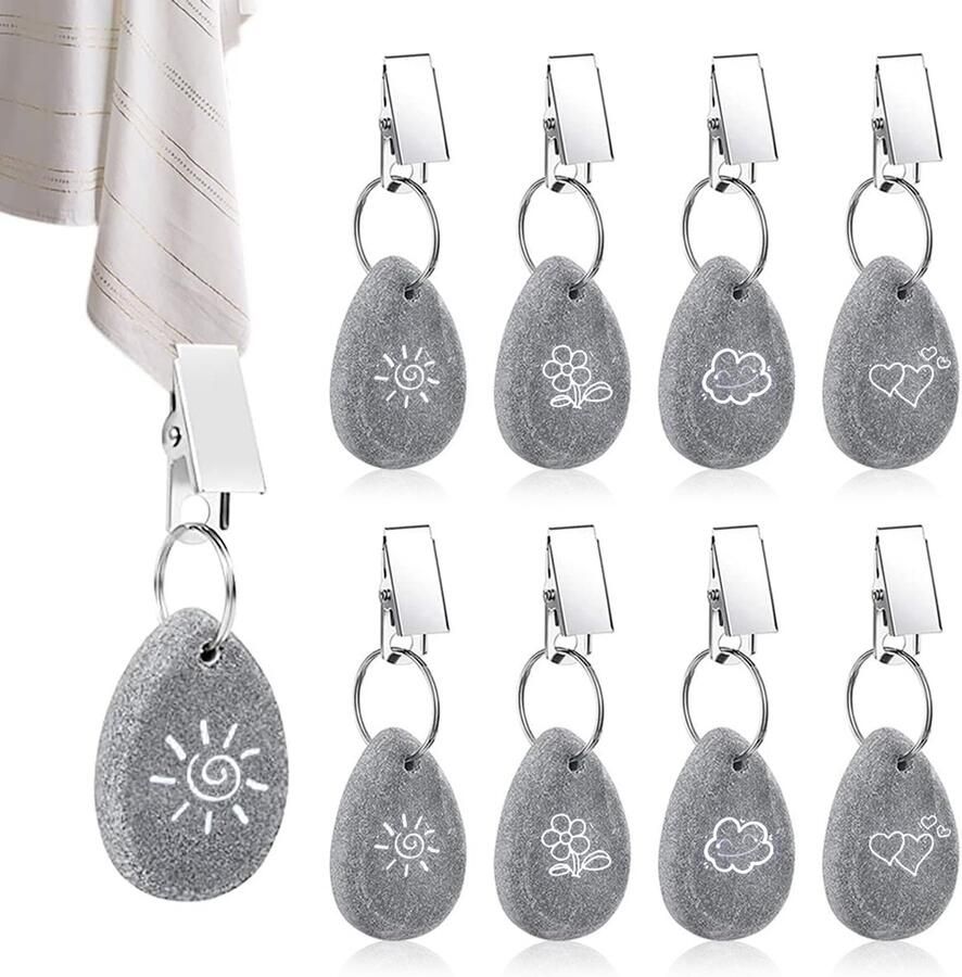 Goodivery Tafelkleedgewichten van Natuursteen met Sterke Klem voor Verschillende Gelegenheden