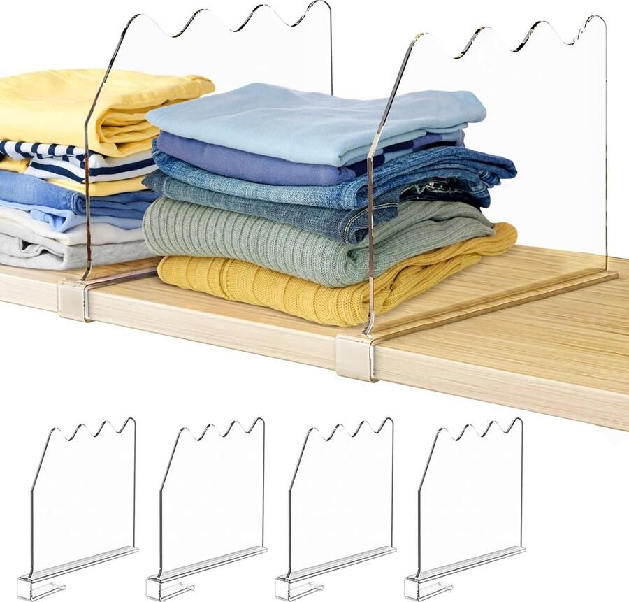 Goodivery Transparante Acryl Schapverdelers voor Efficiënte Organisatie van Kledingkast en Keuken