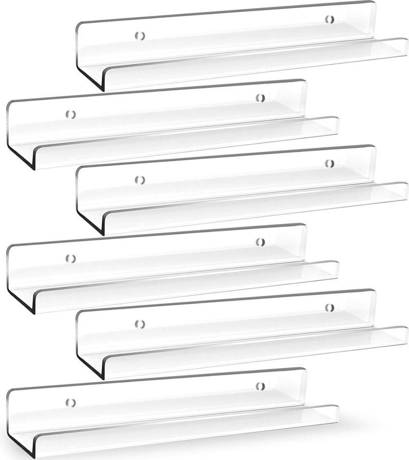 Goodivery Transparante Muurbeugels voor Vinylplaten Set van 6 voor Kamers