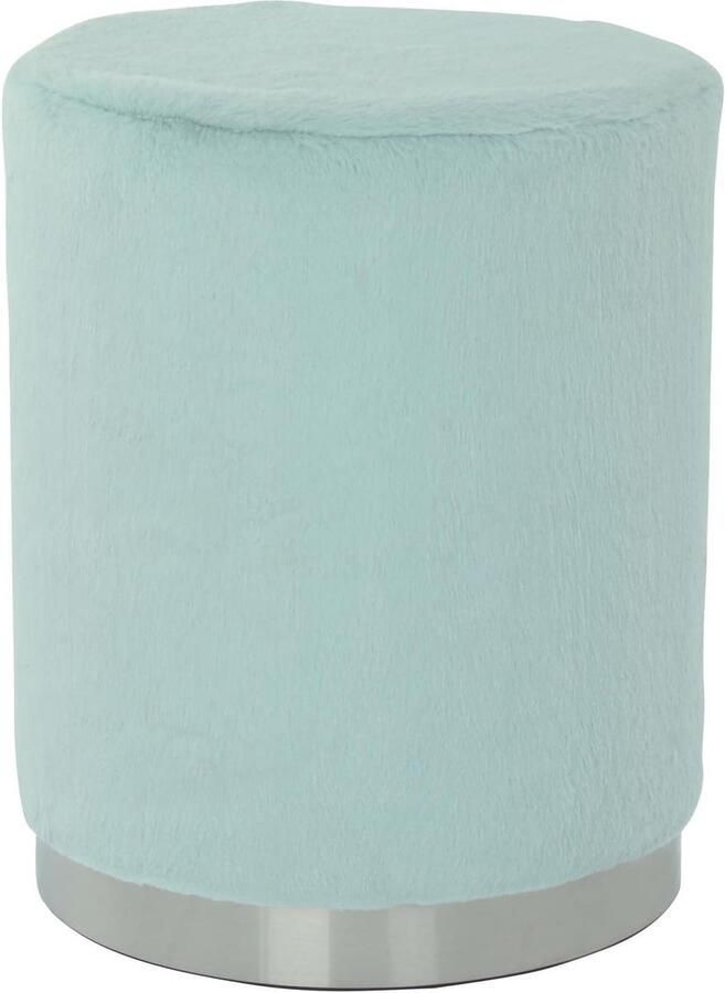 Goodivery Trendy Ronde Poef met Pastelkleurige Bekleding en Metalen Basis voor Elke Kamer