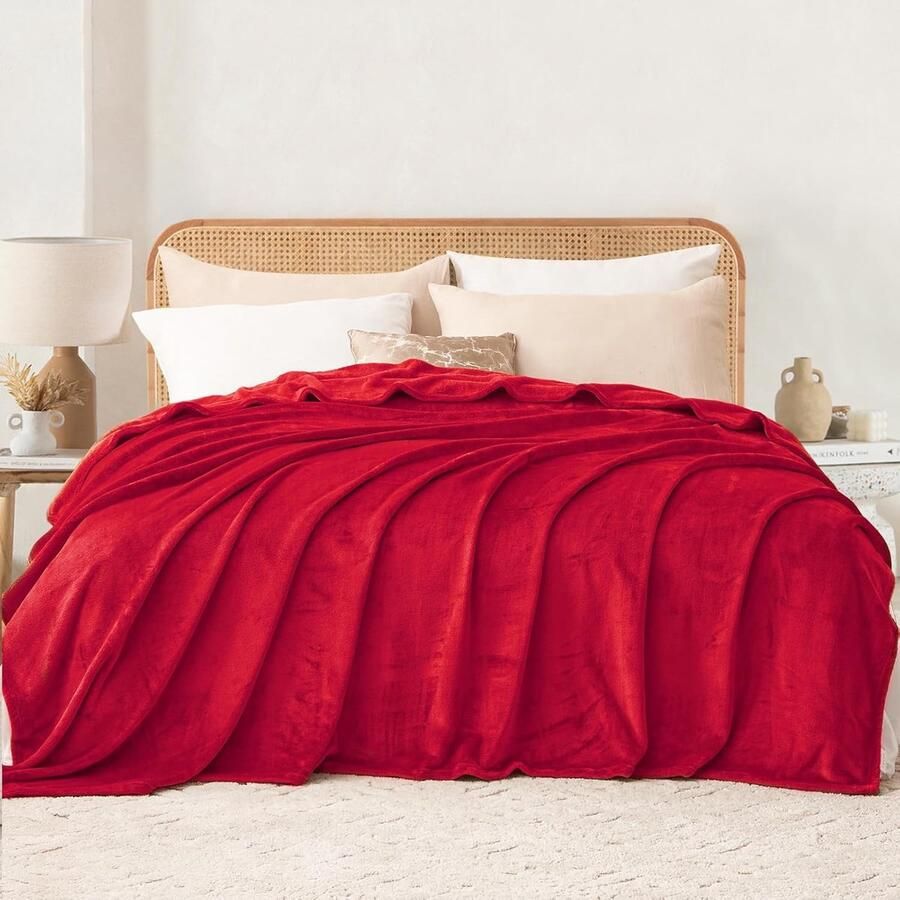 Goodivery Ultrazachte Grote Fleece Deken voor Bank en Bed 220 x 240 cm Rood