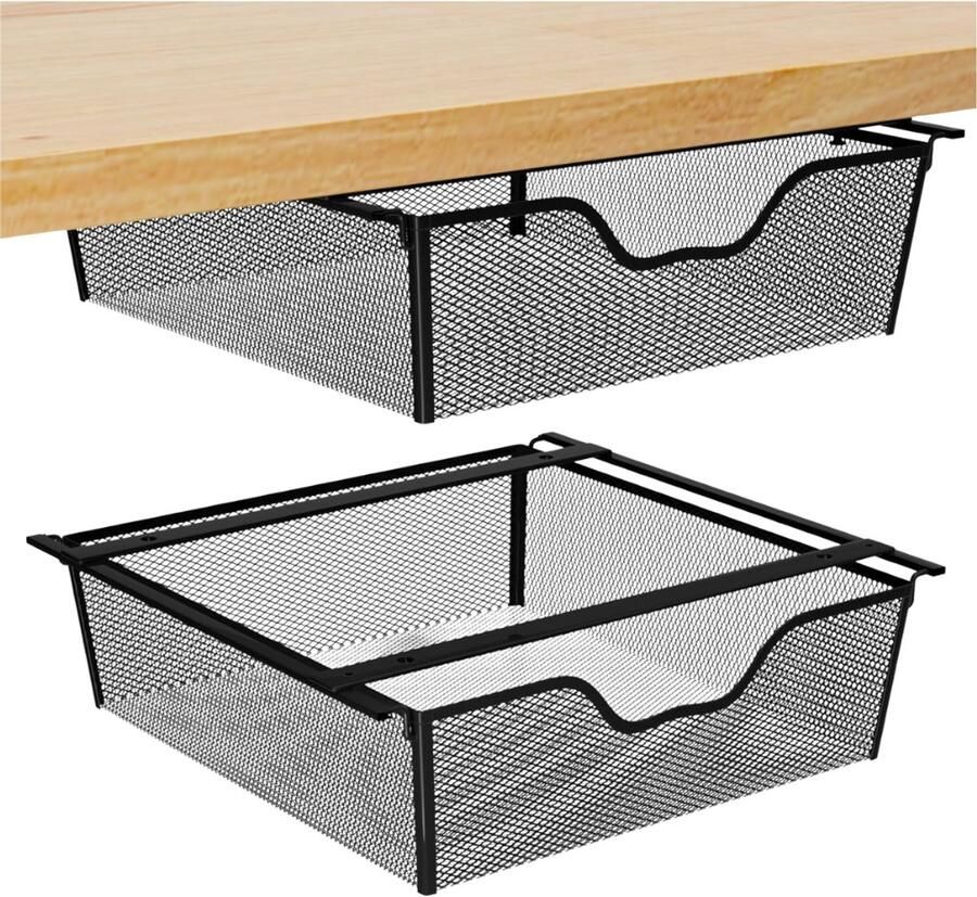 Goodivery Under Shelf Organiser 2-pack opbergmandjes voor onder planken Hangende opbergmandjes voor onder bureaus Opbergmandjes voor onder planken Voor ruimtebesparende opbergruimte Voor keuken bijkeuken kast boekenpla