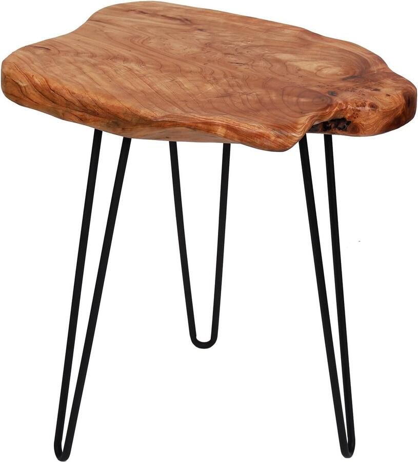 Goodivery Unieke Handgemaakte Bijzettafel van Massief Hout voor Woonkamer en Slaapkamer diameter 45 cm x 52 cm