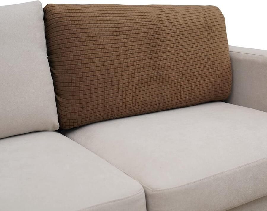 Goodivery Universele Elastische Hoes voor Bank- en Rugkussens in Lichtbruin 3-Zitsbank Bescherming