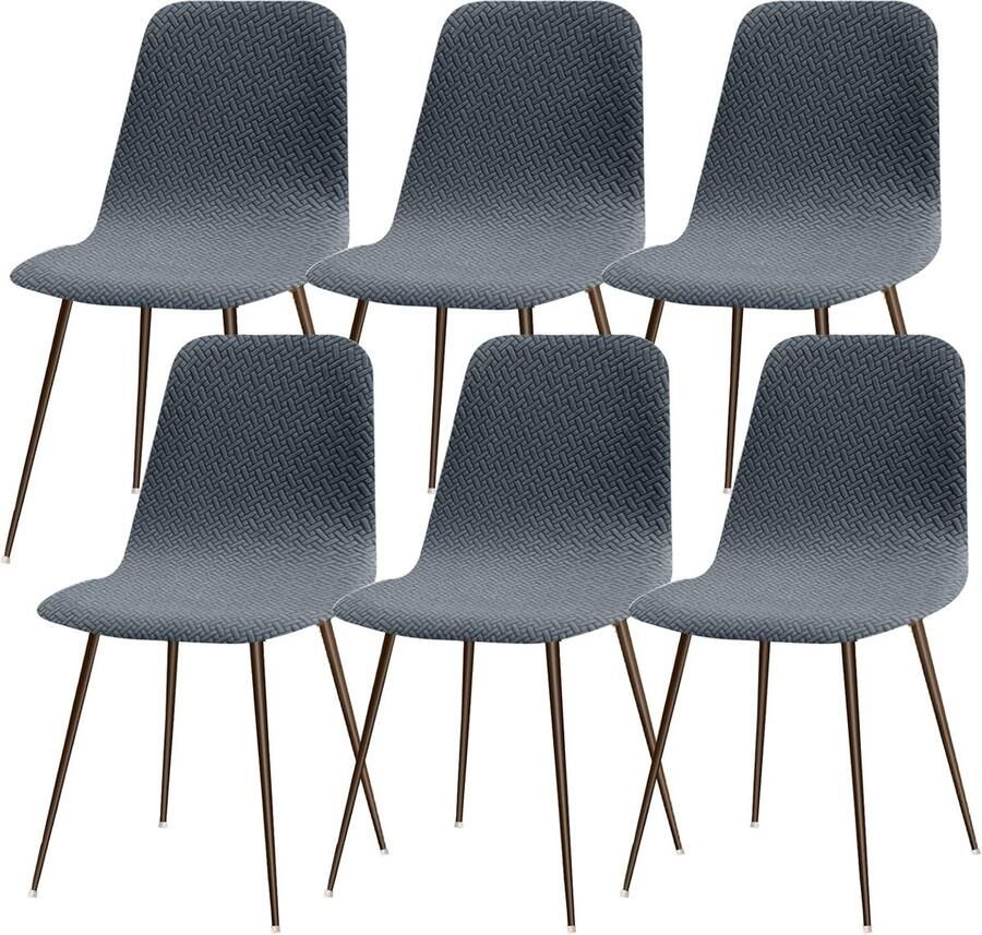 Goodivery Universele Wasbare Stoelhoezen voor Eetkamerstoelen Set van 6 Scandinavisch Design Blauw en Grijs