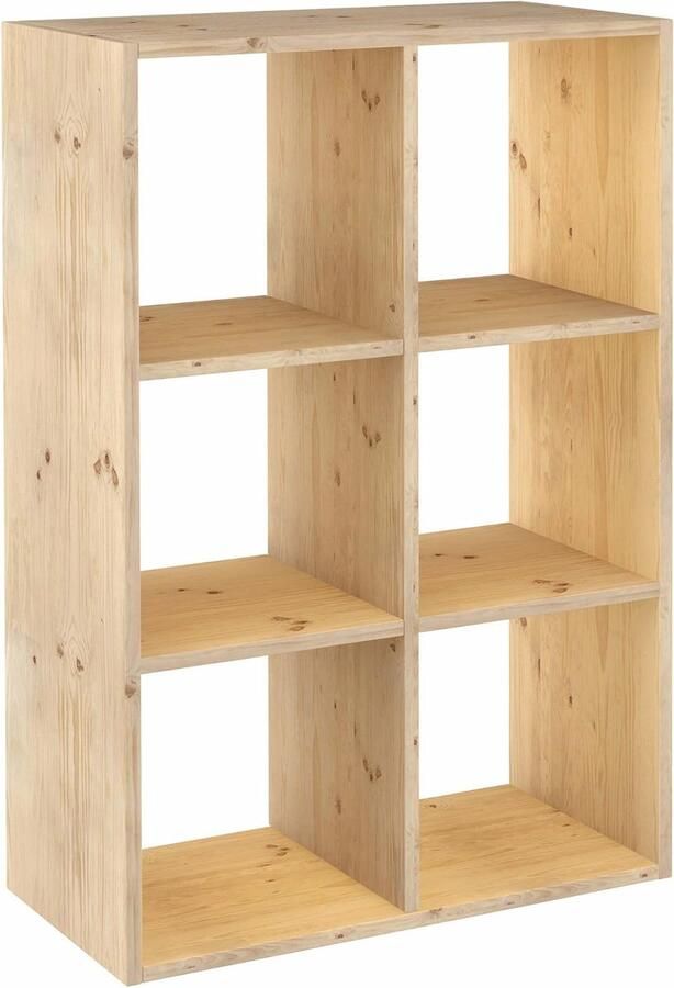 Goodivery Veelzijdig Modulair Rekken Systeem van Massief Hout met 6 Kubussen voor Flexibele Opslag