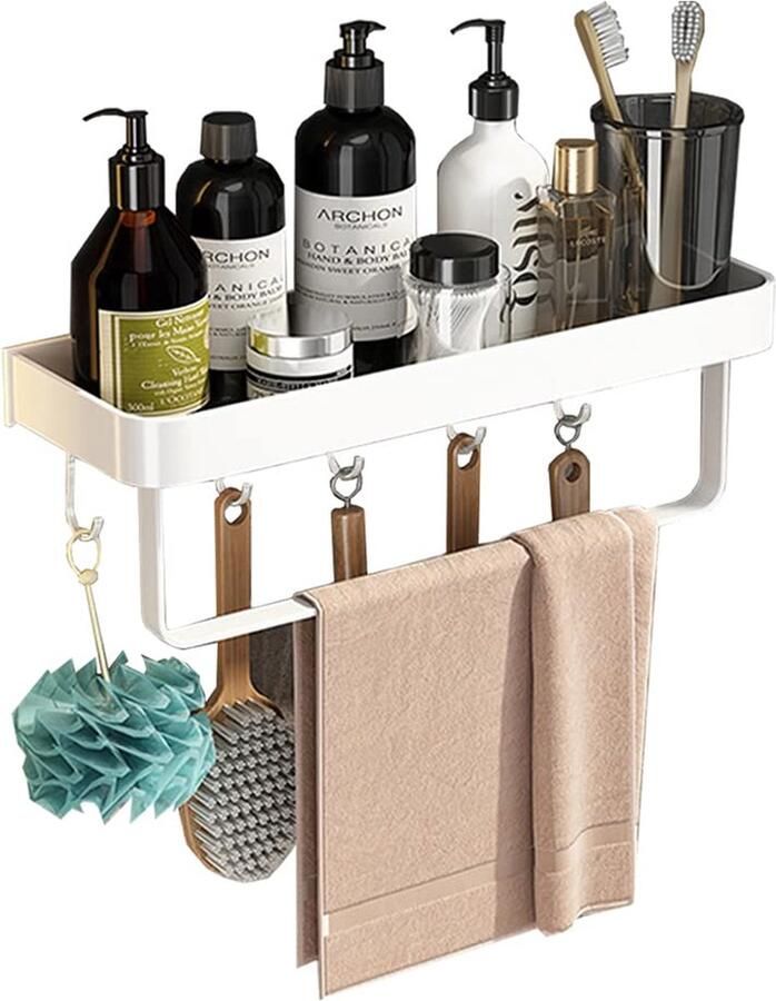 Goodivery Veelzijdige Doucheruimte Organisator met Handdoekhouder en Haken voor Badkamer