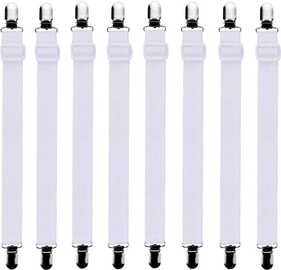 Goodivery Verstelbare elastische lakenspanners; o.a. wit; voor de hoeken van bed matras of zitbank