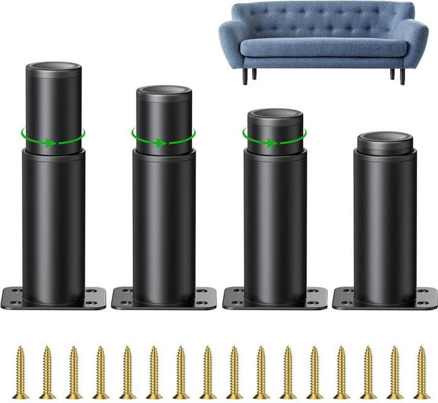 Goodivery Verstelbare Metalen Meubelpoten Set van Vier voor Meubels