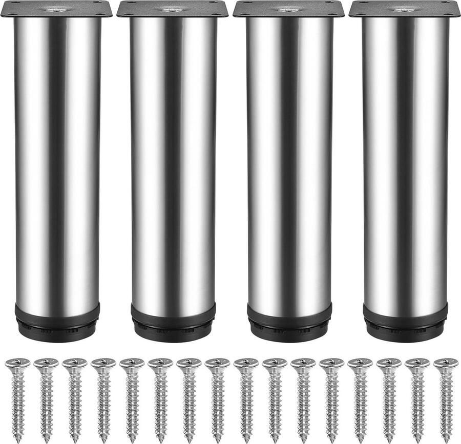 Goodivery Verstelbare Metalen Meubelpoten Voor Divers Meubelgebruik Modern Ontwerp Roestvrij Staal 4 Stuks
