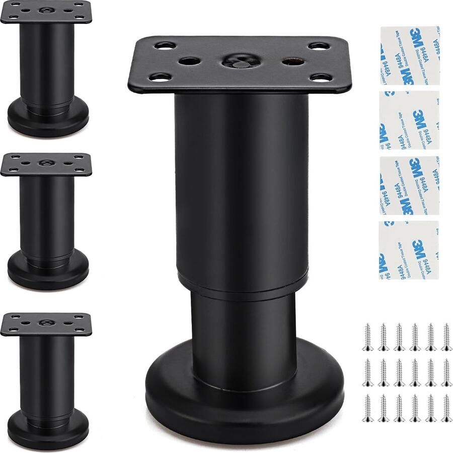 Goodivery Verstelbare Meubelpoten Set van 4 voor Meubelstukken in Stijlvol Zwart Design
