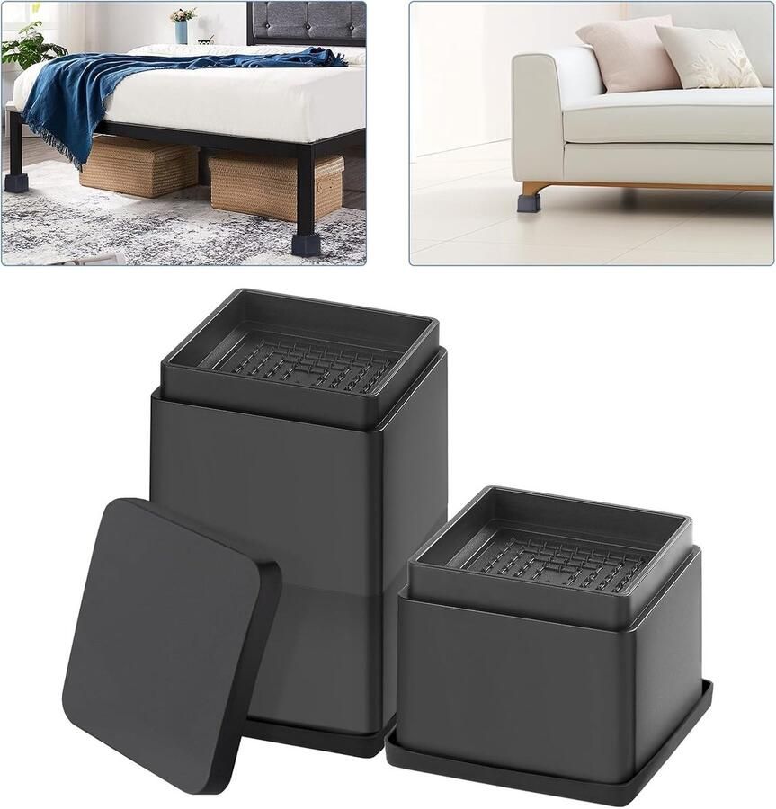 Goodivery Verstelbare Meubelverhogers met Antislip Rubberen Pads voor Bedden Tafels en Banken