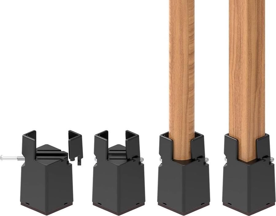 Goodivery Verstelbare Meubelverhogers Met Schroefklem Voor Stoel- en Bedpoten Zwart Set van 4