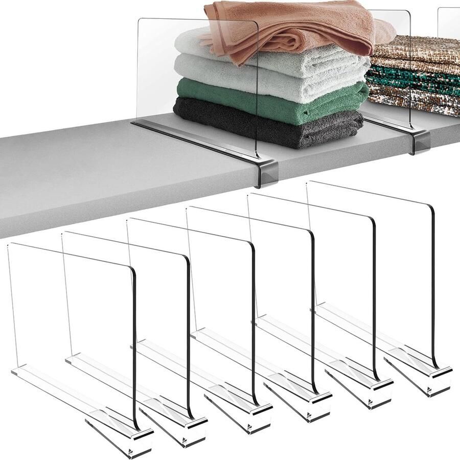 Goodivery Verstelbare Transparante Plankverdelers van Hoogwaardig Acryl voor Efficiënte Opslag in Huis