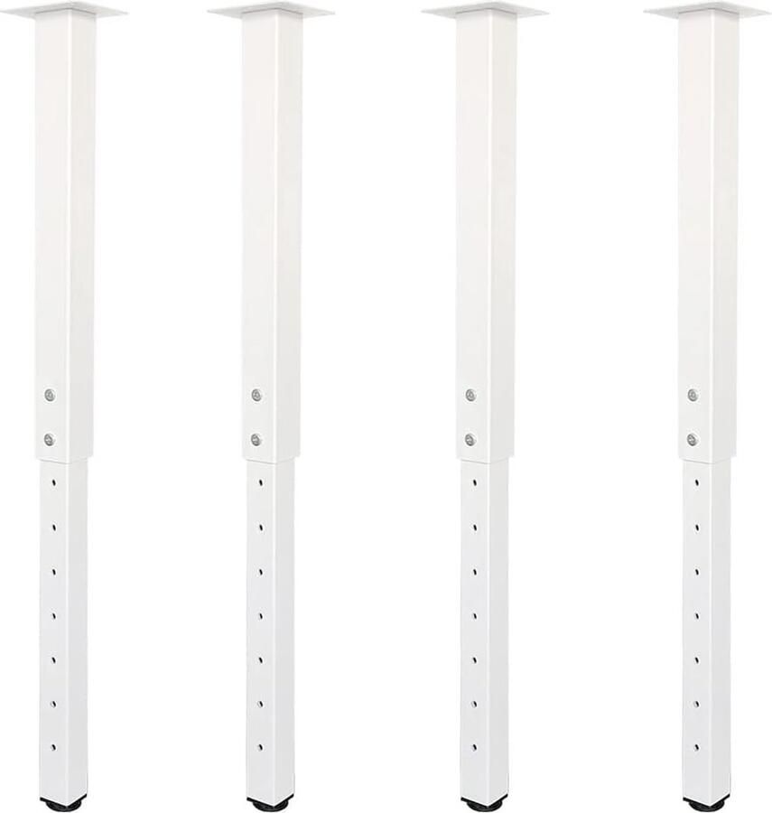 Goodivery Verstelbare Vierkante Tafelpoten Set voor Thuis- en Kantoorgebruik 60-100cm Wit 4 Stuks