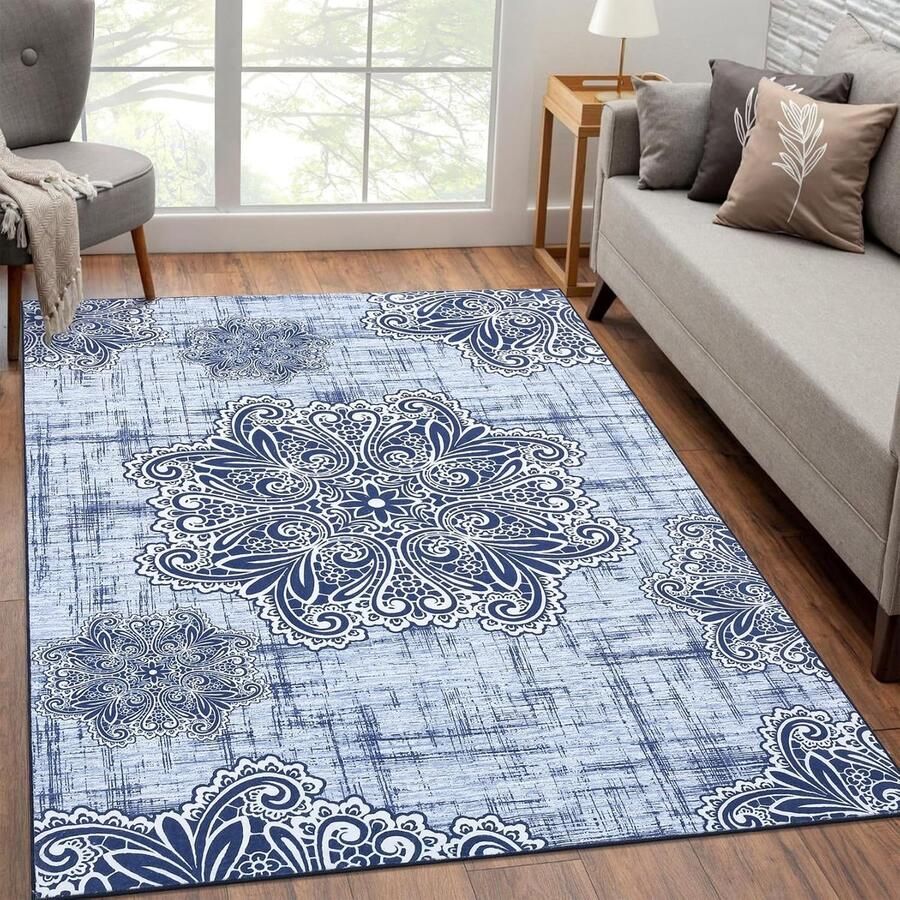 Goodivery Vintage Bloemen Vloerkleed voor Woonkamer en Eetkamer Wasbaar en Antislip 120 x 170 cm