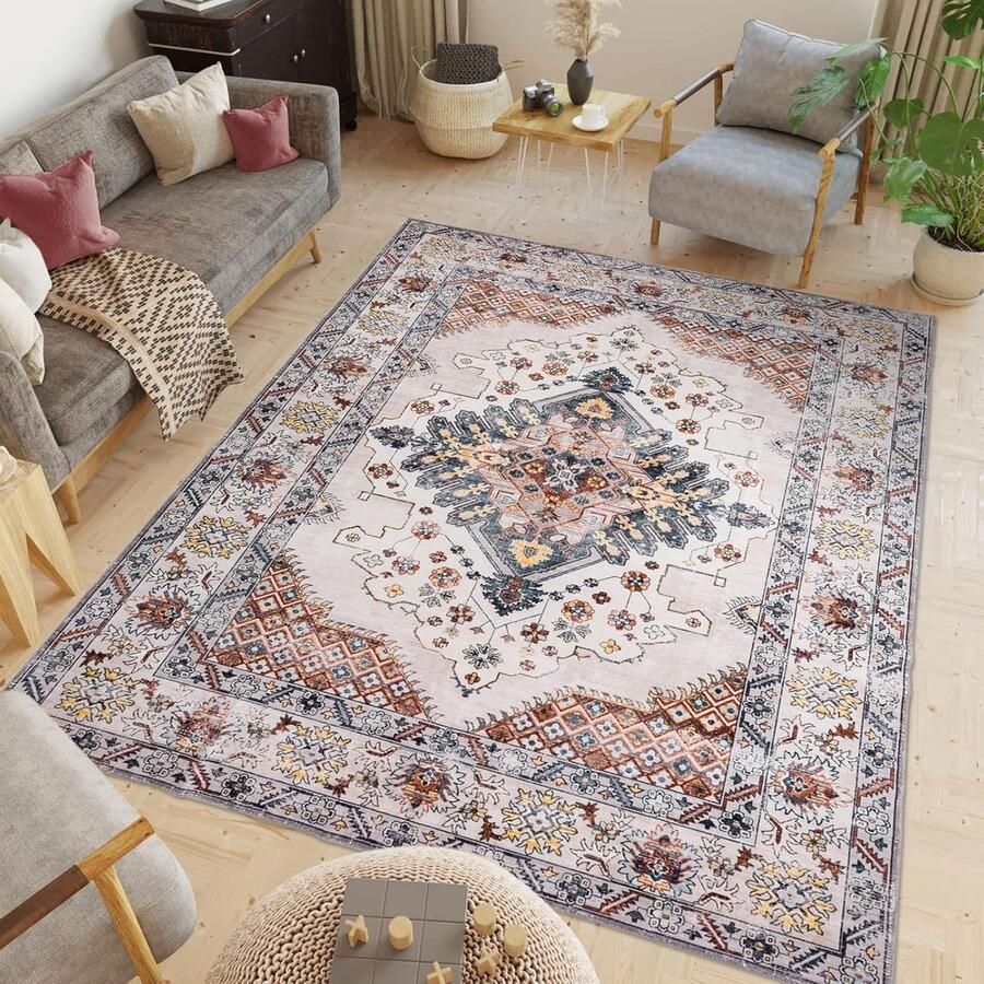 Goodivery Vintage Oosterse Stijl Wasbaar Vloerkleed voor Woonkamer en Slaapkamer