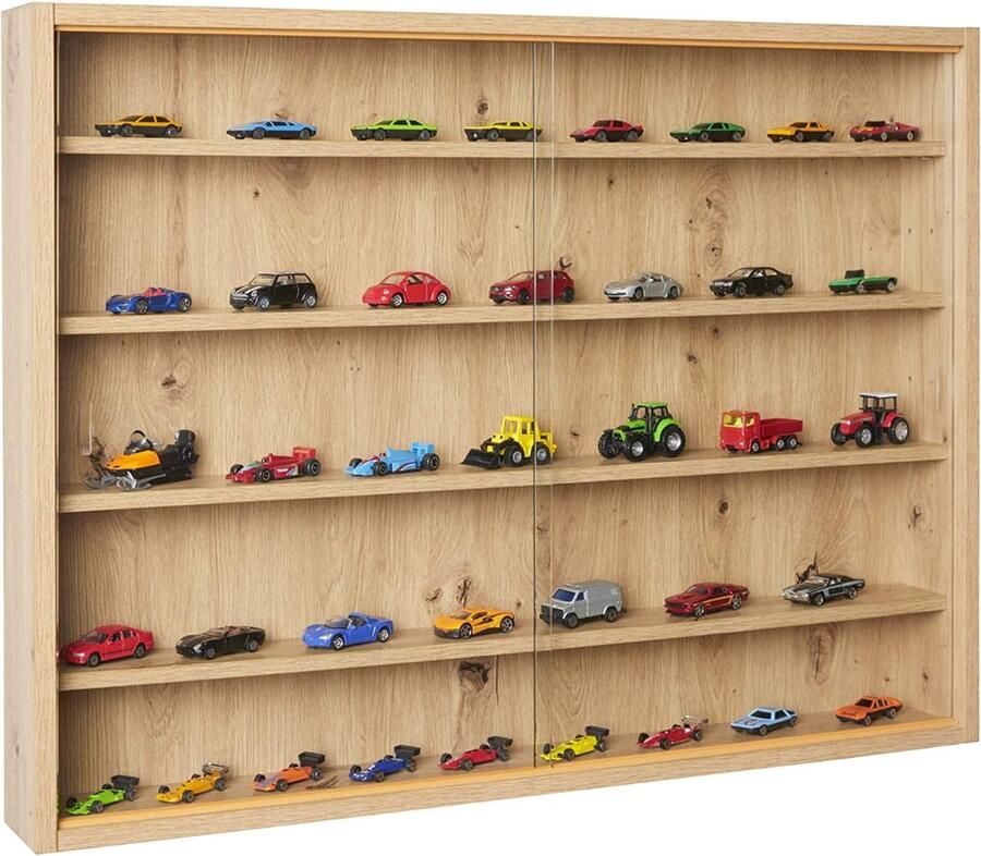 Goodivery Vitrinekast met Glas Vitrinekasten -Vitrinekast Hangend Wandvitrine Vitrine Kast 9.5x80x60 Eikenlook