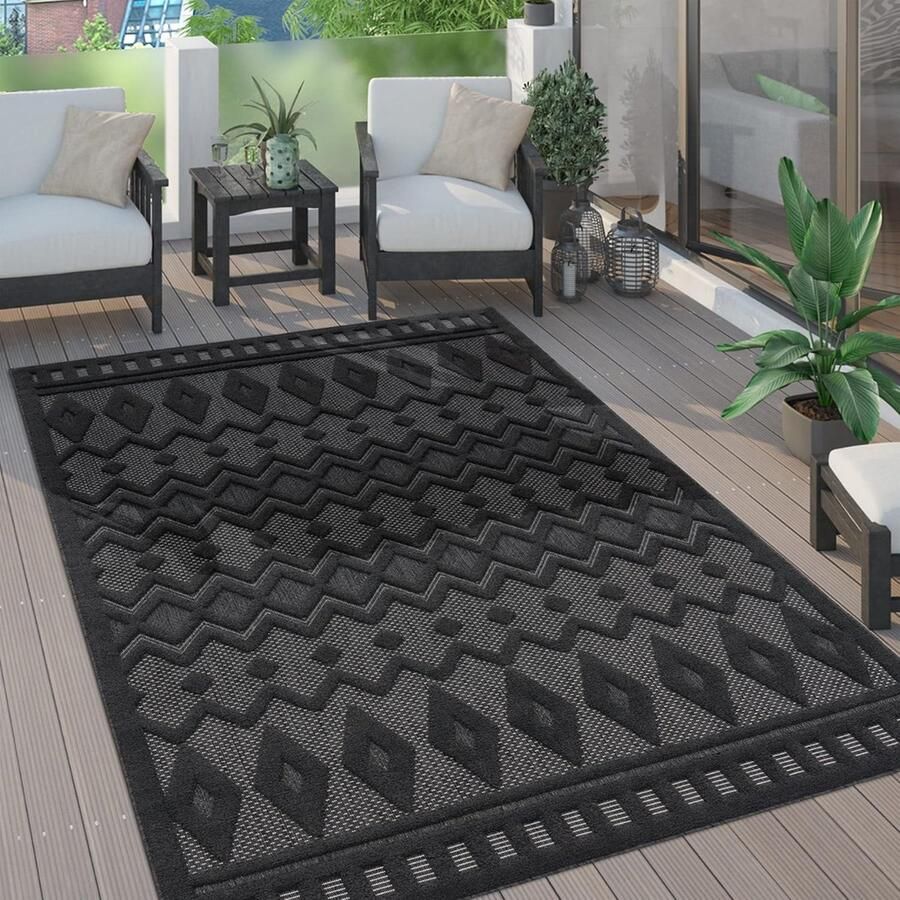 Goodivery Vloerkleed Tapijt Voor Binnen En Buiten Scandinavisch Berber met Patroon 60x100 cm Antraciet