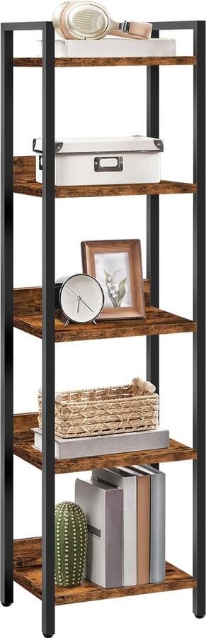 Goodivery Vrijstaande boekenkast met vijf niveaus en stevig metalen frame