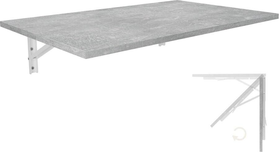 Goodivery Wandklaptafel Inklapbare Tafel wandtafel wandbureau klaptafel wandmontage ‎50x80x19 Betonlook