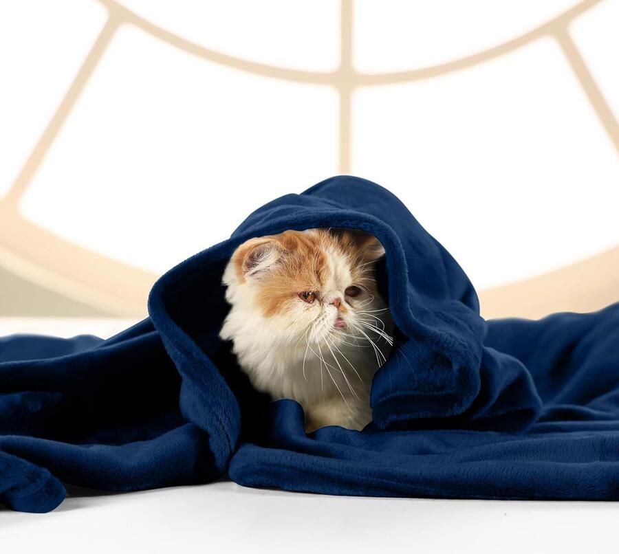 Goodivery Warme en Zachte Fleece Deken voor Bed Bank en Sofa 220 x 240 cm Donkerblauw