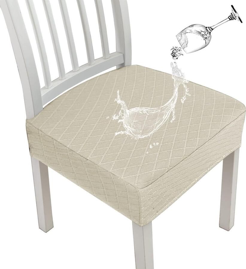 Goodivery Waterafstotende Stoelhoezen met Diamantpatroon voor Eetkamerstoelen Rekbare en Wasbare Stoelhoezen Set van 6