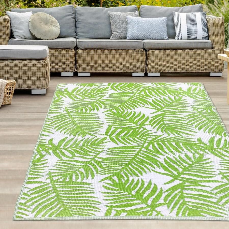 Goodivery Weerbestendig Buiten Tapijt met Tropisch Palmboomontwerp voor Camping Tuin en Balkon 150 x 220 cm