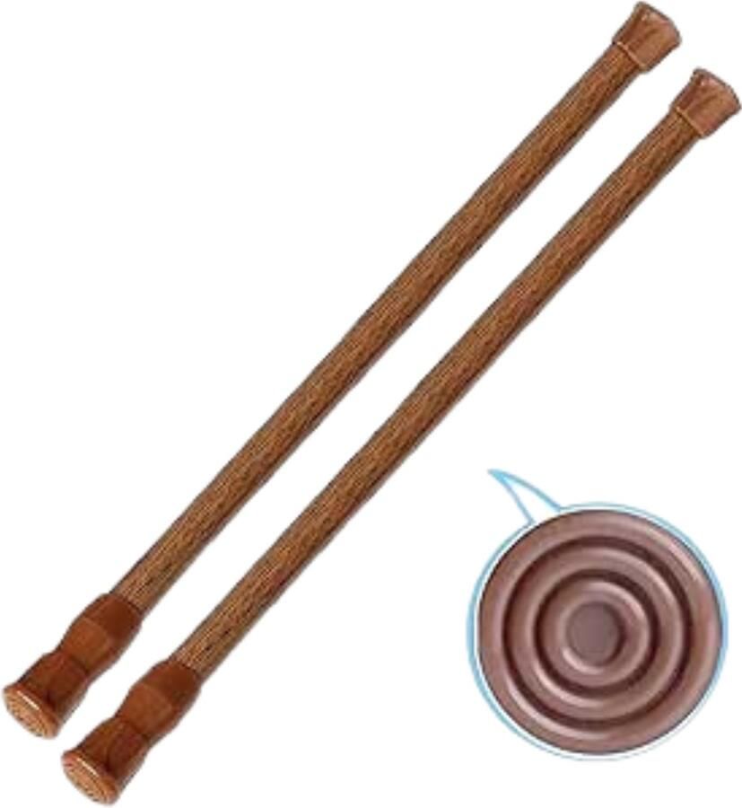 Goodivery Window Rod 2 stuks kleine spanstangen 40 cm tot 28 gordijnstangen raamstangen in uitschuifbare breedte veerkaststangen voor keukengerei kast en kast passen in de kamers om rechtop te blijven staan (wit) (2 stuks bruin)