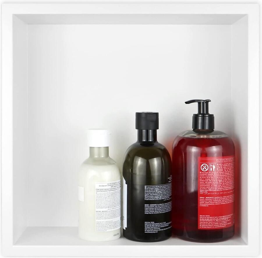 Goodivery Witte Douchenis van Roestvrij Staal voor Inbouw zonder Tegels 30 x 30 x 10 cm