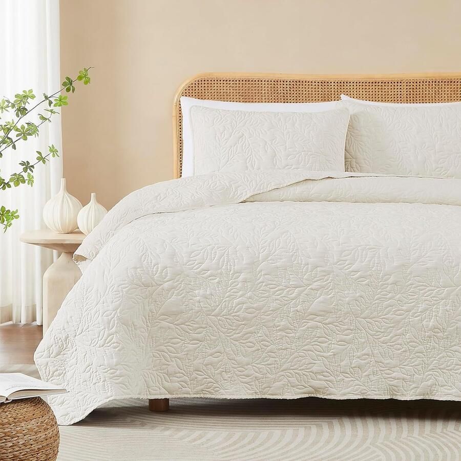 Goodivery Zacht en Luxueus Dekbedovertrek met Bladpatroon voor Bed en Bank 220 x 220 cm