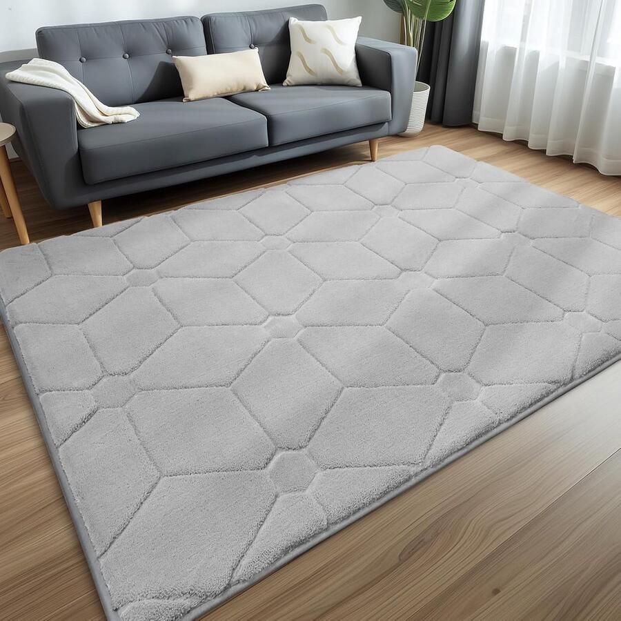 Goodivery Zacht en Stijlvol Vloerkleed voor Woonkamer en Kinderkamer 120 x 160 cm Grijs Wasbaar Antislip